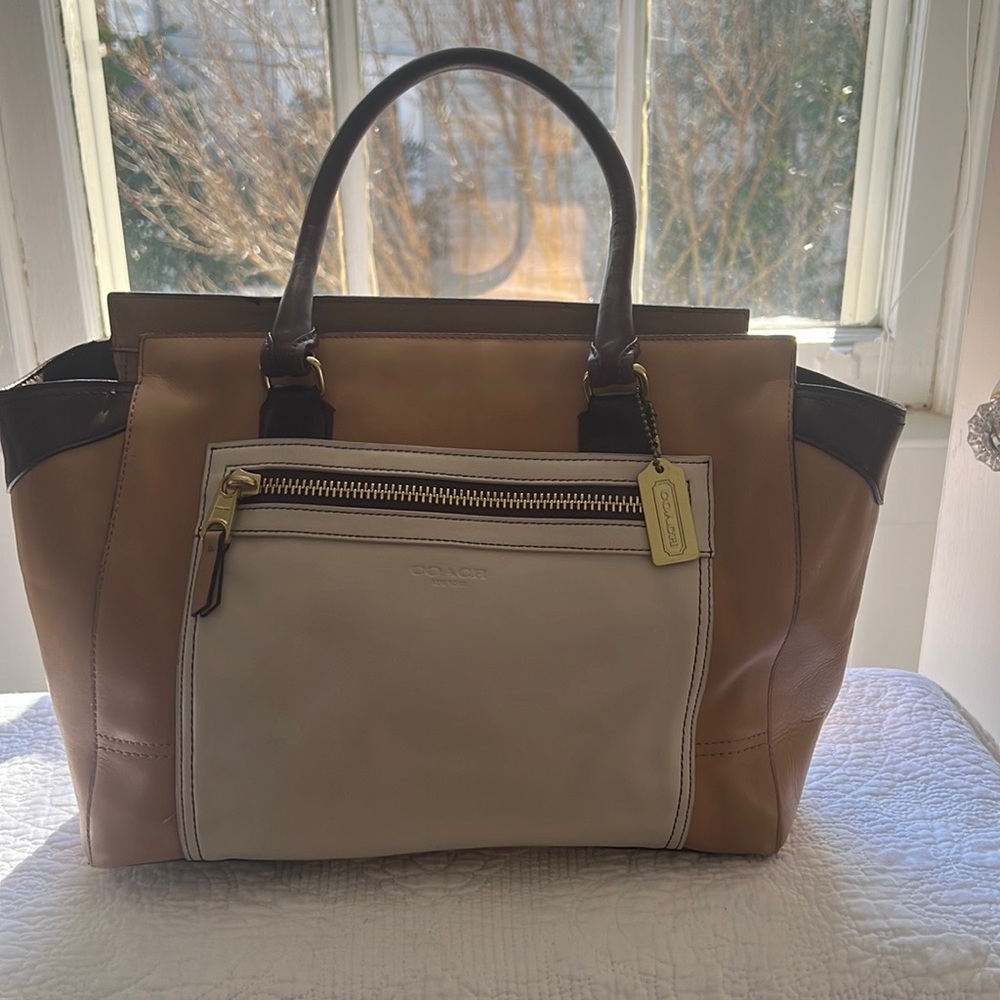 Coach Color (camel tan) Block Tote